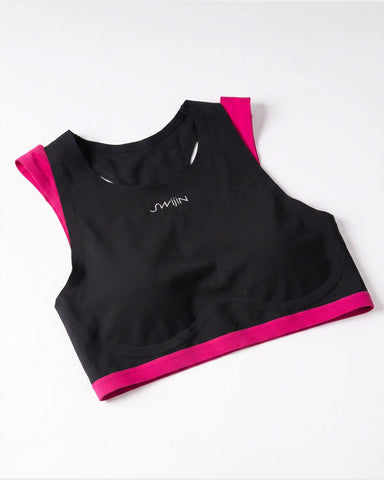 The Freeli Sports Bra - XS / Medium Grey / Hot Pink